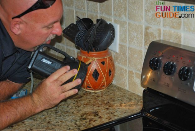 My husband spotted the location where the ants were getting in -- the space behind the stove that butts up to the counter.